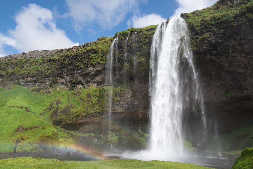 Seljalandsfoss in Iceland on a sunny day