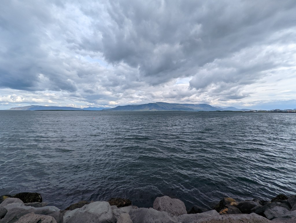 The bay in Reykjavik, Iceland on an overcast day