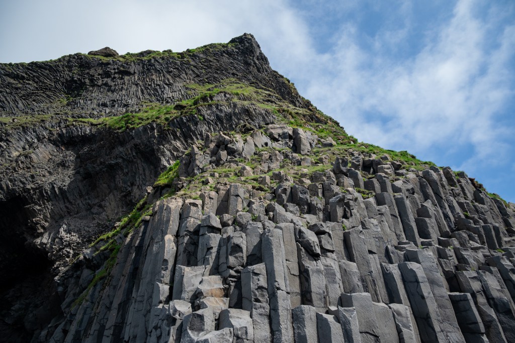 The basalt columns at Reynisfjara black sand beach in Iceland
