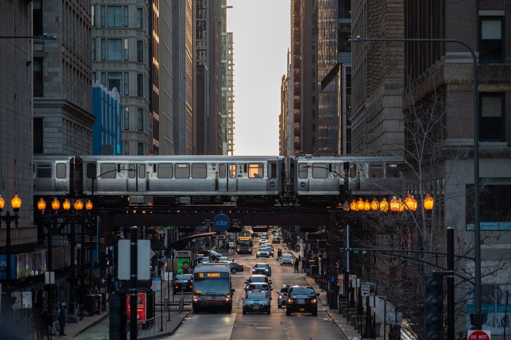 Chicago train in the loop